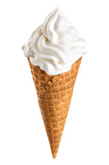 Ice cream in cone isolated on white background.