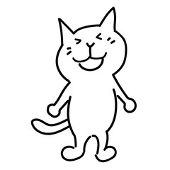 笑顔の白猫の全身のイラスト