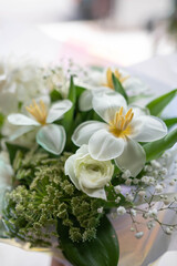 Obraz na płótnie Canvas bouquet of tulips, bouquet of red tulips, bouquet of curly tulips,bouquet of white tulips.