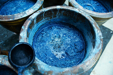 Indigo water, Indigo plant fermentation in clay pots