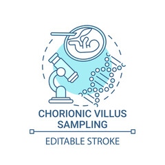 Chorionic villus sampling blue concept icon. CVS for prenatal testing. Genetic inheritance examination idea thin line illustration. Vector isolated outline RGB color drawing. Editable stroke
