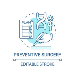 Preventive surgery blue concept icon. Prophylactic procedure. Physical care. Genetic disease treatment idea thin line illustration. Vector isolated outline RGB color drawing. Editable stroke