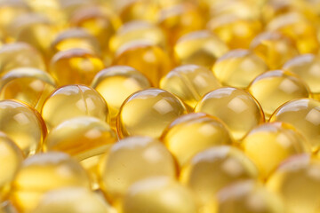 Fish oil capsules isolated on white background. Medical pills