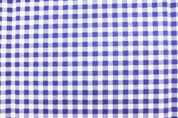 texture of blue checkered towel or tablecloth.