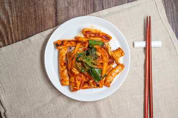 delicious spicy stir-fried squid, korean food
