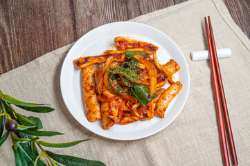 delicious spicy stir-fried squid, korean food