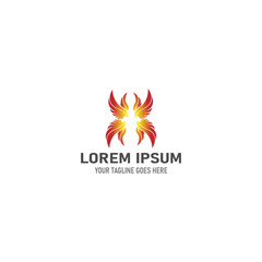 wing Fire flame vector illustration design template logo icon