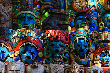 Cancun, Mexico - Nov 23: Maya souvenirs in Cancun, 23 Nov 2019 Cancun, Mexico