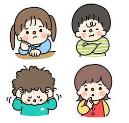 考えるこどものイラスト