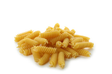 Uncooked raw pasta isolated on white background