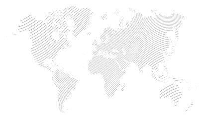 gray lines world map on white background