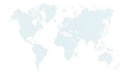 blue lines world map on white background
