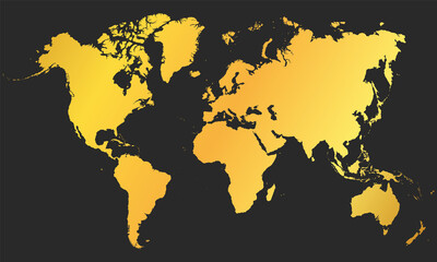 Fototapeta na wymiar gold map of world on dark background 