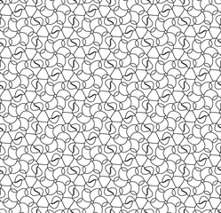 black thin curves on white. abstract minimalistic petals. vector seamless pattern. simple elements for coloring