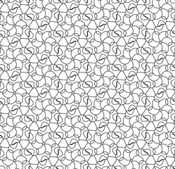 black thin curves on white. abstract minimalistic petals. vector seamless pattern. simple elements for coloring