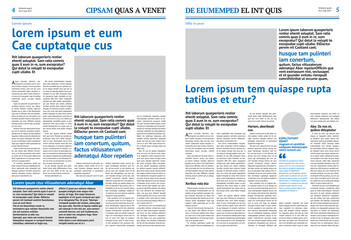 Newspaper design template with blue headline	