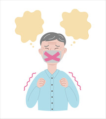 Grandpa who tries not to say what he wants to say     言いたいことを我慢しているおじいさん