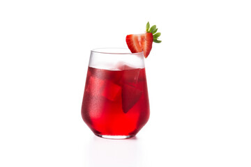 Strawberry cocktail isolated on white background