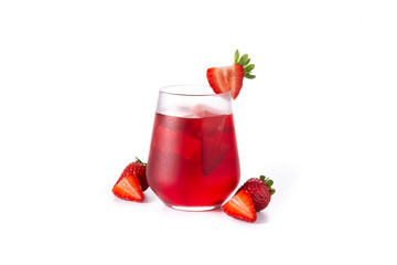 Strawberry cocktail isolated on white background
