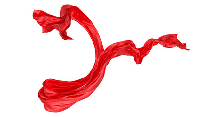 Beautiful flowing fabric of red wavy silk or satin. 3d rendering image.