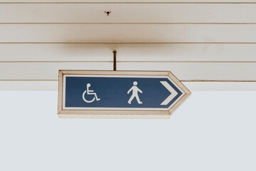 Disabled way sign for safety first.copy space