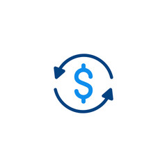 Reload dollar icon vector for computer, web and mobile apps