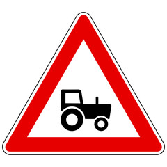 Traktor und Achtung Schild