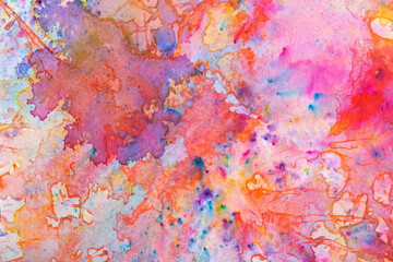 Vibrant Painted Splatters and Abstract Watercolour Textured Background