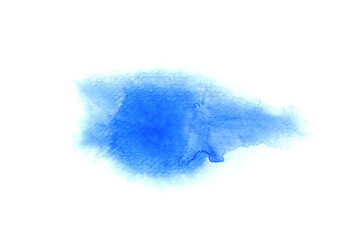 Blue watercolor spread on white background,Abstract color
