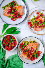 Waffles with wild garlic and salmon..style rustic