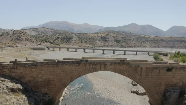 Flight over the severan bridge in Turkey.