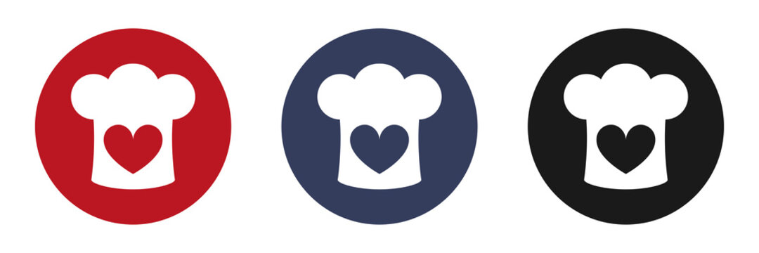 Icon set. Chef hat love for food, logo icon template. Modern design.