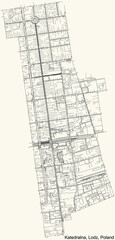 Black simple detailed street roads map on vintage beige background of the quarter Katedra - obrazy, fototapety, plakaty