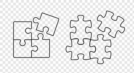 puzzle jigsaw icon vector design template on transparent background 