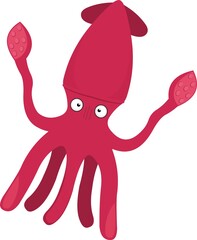 Vector emoticon illustration of a cartoon squid