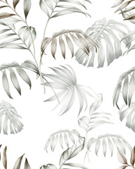 Tropical leaves seamless pattern. Exotic jungle wallpaper. - 431905763