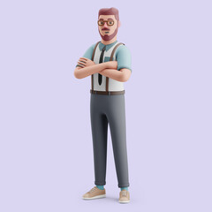 Young man Mockup standing in a confident pose. 3d character illustration
