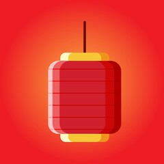 Obraz premium Happy Chinese New Year. Chinese New Year lanterns cylinder shape. Red paper lantern. Vector red Chinese lanterns cylindrical shape. Chinese lantern icon.