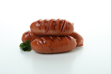 Delicious grilled sausage isolated on white background