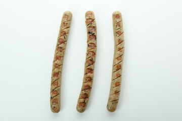 Delicious grilled sausage isolated on white background
