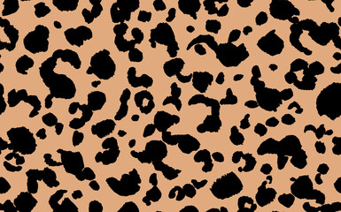 Abstract modern leopard seamless pattern. Animals trendy background. Beige and black decorative vector stock illustration for print, card, postcard, fabric, textile. Modern ornament of stylized skin