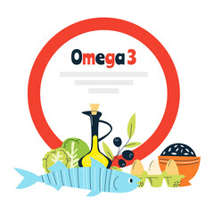 Major Dietary Sources of Omega 3. Healthy Eating Concept.