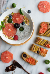 Delicious and healthy homemade meal / Grapfruit Chia Seed Pudding & Grapefruit Banana Bread / Made with fresh ingredients without preservatives