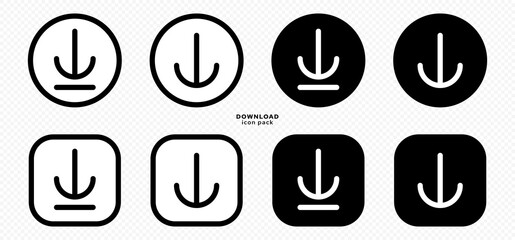 Download icon pack for apps, websites and other internet resources. Arrow icon in a frame. Set of vector elements.