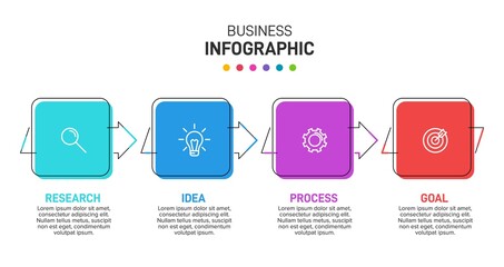 Infographic design with icons and 4 options or steps. Thin line vector. Infographics business concept. Can be used for info graphics, flow charts, presentations, web sites, banners, printed materials.