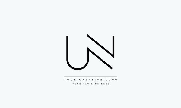 Letter Logo Design with Creative Modern Trendy Typography UN NU U N