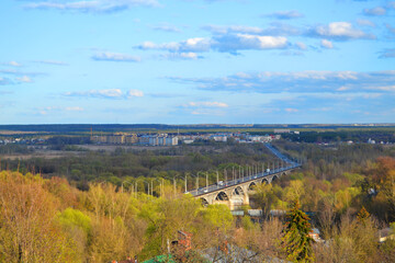 View of the bridge on the embankment in Vladimir. summer landscape.