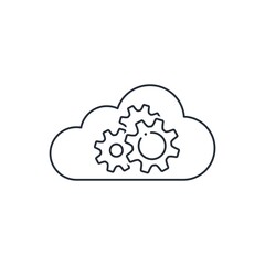 Cloud integration technology. Vector linear icon isolated on white background.