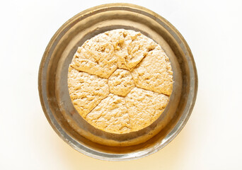 traditional turkish tahini halva in plate