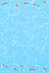 夏のハガキデザイン縦　水と波紋